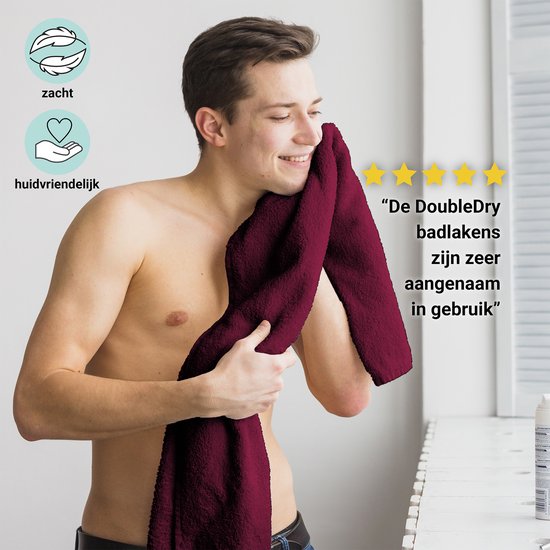 Serviettes DoubleDry XL 70 x 140 - lot de 6 - qualité hôtelière 500 g/m² - 6 x rouge bordeaux