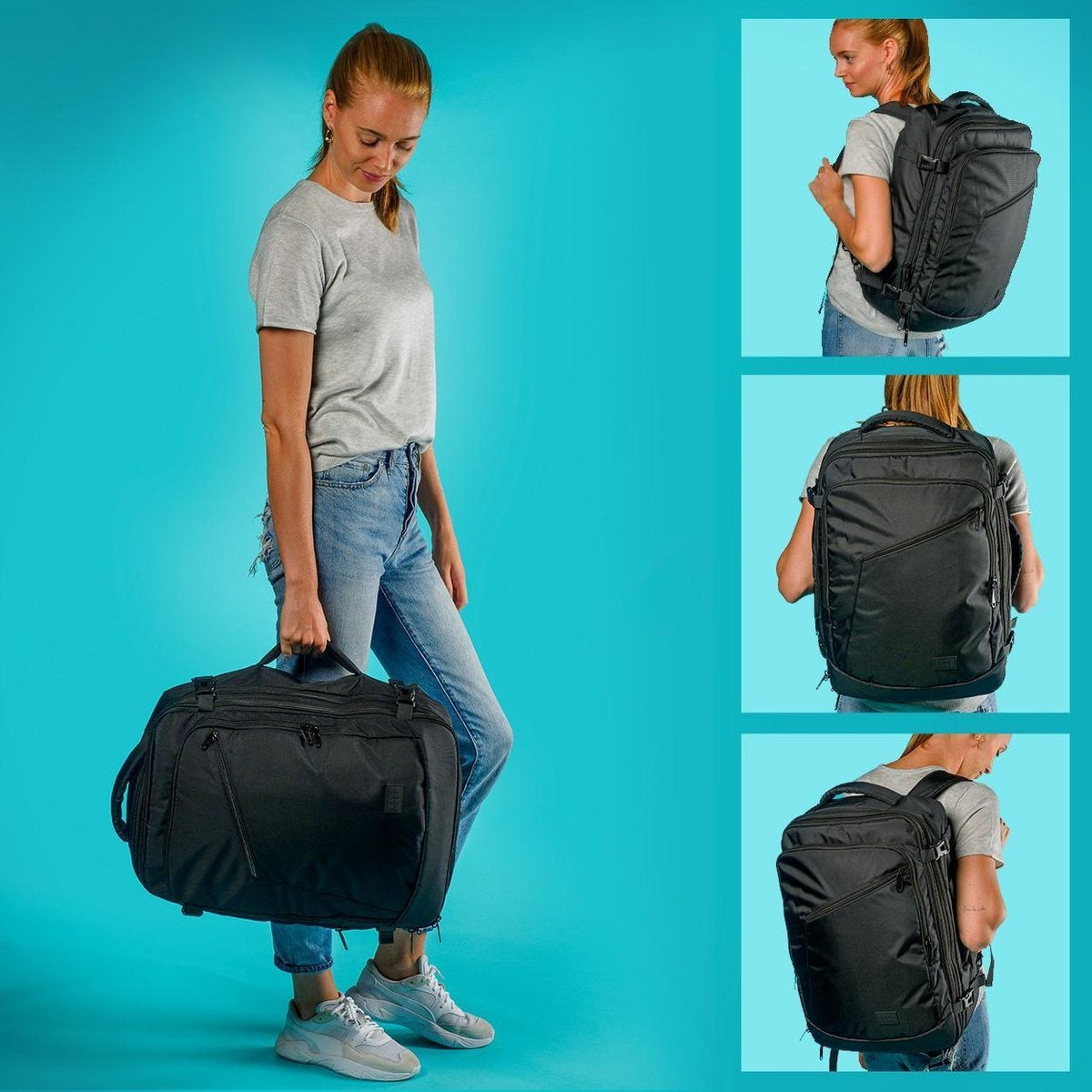 TRVLMORE Travel Bag - 40L - Backpack - Hand Luggage Weekend Bag - Backpack - Splashproof Black