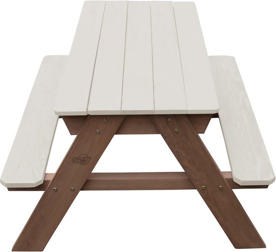 Table de pique-nique Sunny Dave « Zand & Water » en beige pour enfants - Table de pique-nique multifonctionnelle avec 2 bacs amovibles en plastique - Bois certifié FSC
