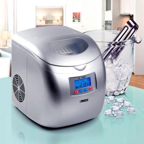 Machine à glaçons Princess 283069 - Machine à glaçons - 2,8 litres - Argent - 120 W - 9 glaçons en 6 minutes - Fonction d'auto-nettoyage - Avec cuillère à glace - Machine à glaçons - Machine à glaçons