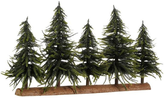 House of Seasons : tronc décoratif avec sapins de Noël artificiels - L 80 x H 40 cm - Vert