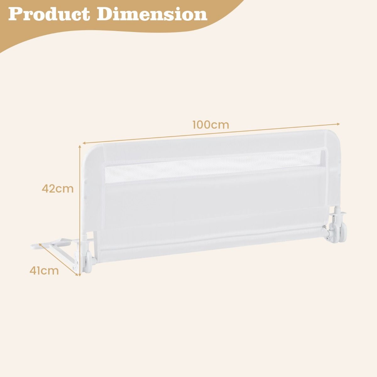 Barrière de lit Coast pour tout-petits - modèle pliable - housse amovible et lavable - blanc - 100 cm