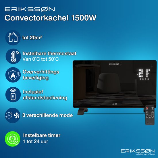 Réchaud électrique Erikssøn - 1500W - Noir