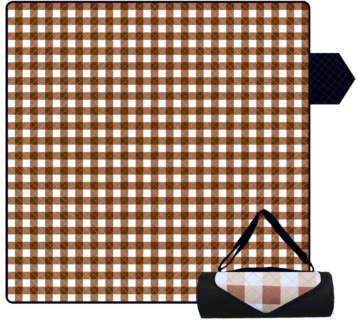 Couverture de pique-nique Fuegobird 200 x 200 cm – Imperméable, anti-sable et pliable – XXL – Marron