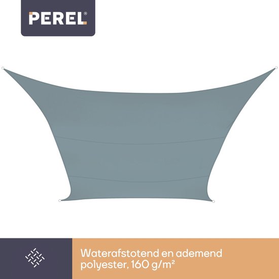 Perel Toile d'ombrage, hydrofuge, 5 x 5 m, 160 g/m², polyester, carré, gris clair