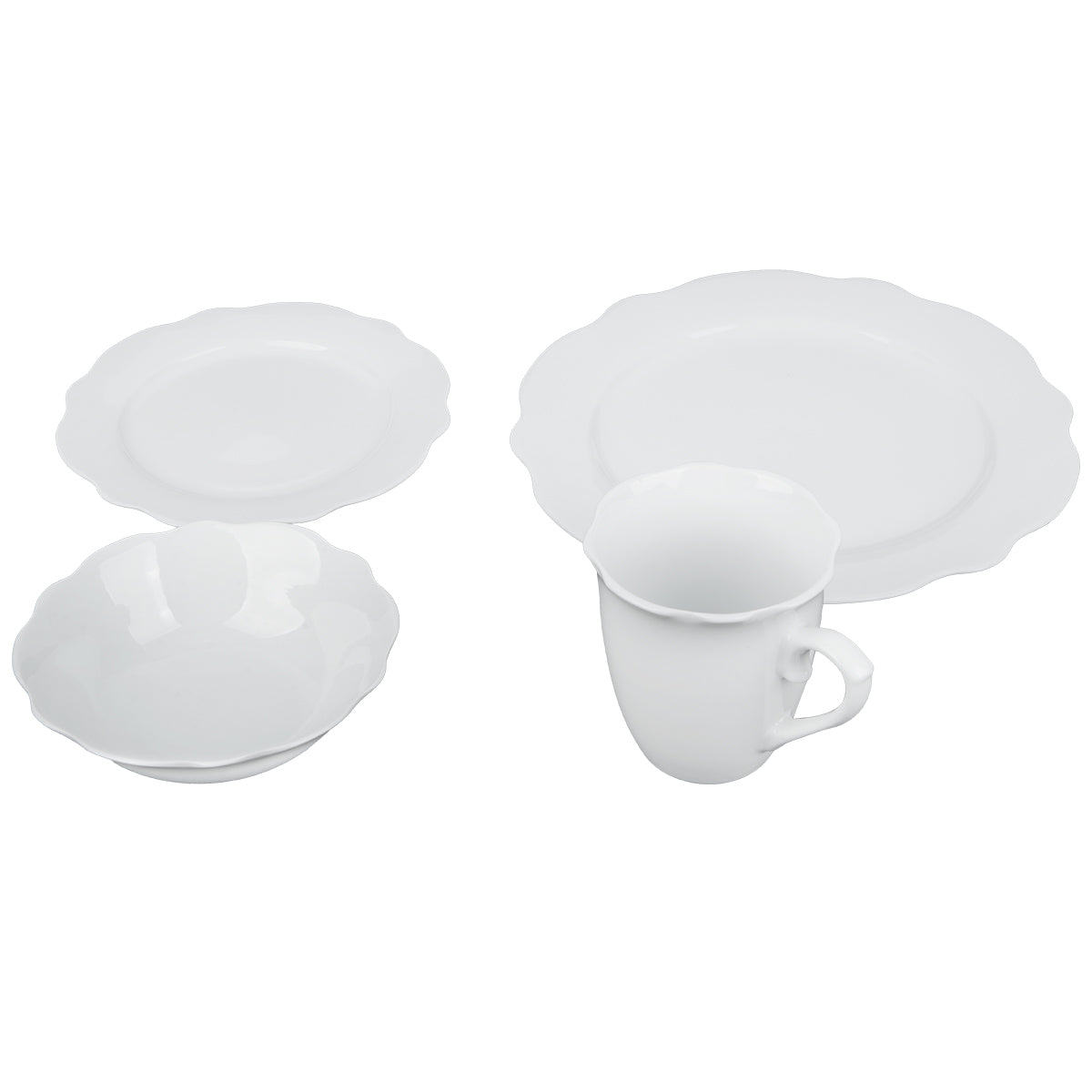 Service de table en forme de fleur de lotus - élégantes assiettes et bols en céramique blanche