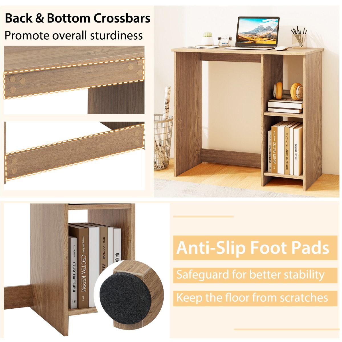 Meuble Coast avec 2 compartiments de rangement - compact - stable - couleur naturelle - 80 x 40 x 74 cm