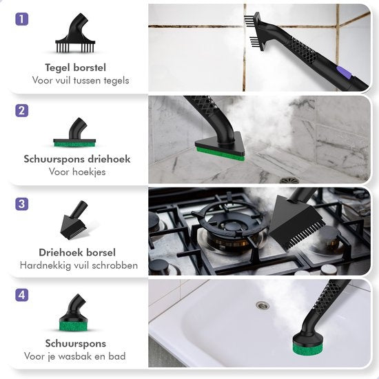 Motionflow set de brosses large - pour nettoyeur vapeur MF-ST-002 - Brosse pour tuiles et triangles - Brosse à récurer