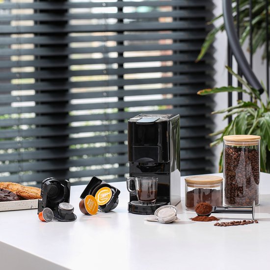 Princess 249450 Cafetière à filtre multi-capsules - Acier 4 en 1 - Convient pour plusieurs cafés