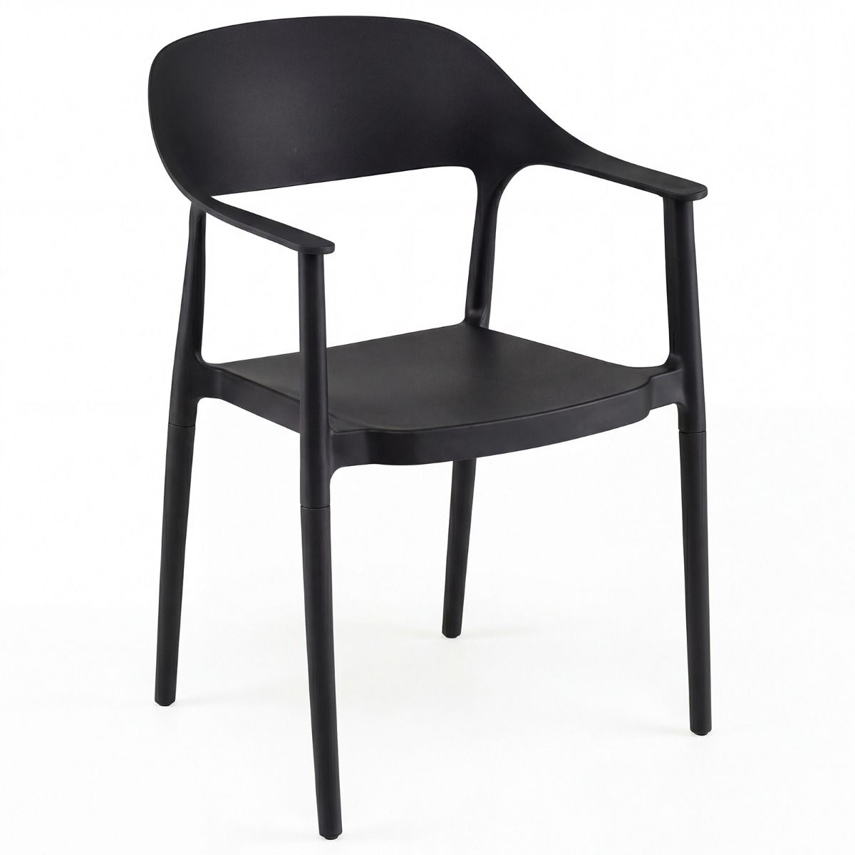 Chaise de salle à manger Coast - empilable - en plastique résistant aux intempéries - avec accoudoirs et dossier - noir/blanc
