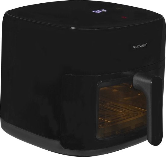 Wartmann Airfryer Compact - Friteuse à air chaud sans PFAS avec fenêtre de visualisation - 6 litres - 10 programmes - 1500 Watt - Noir