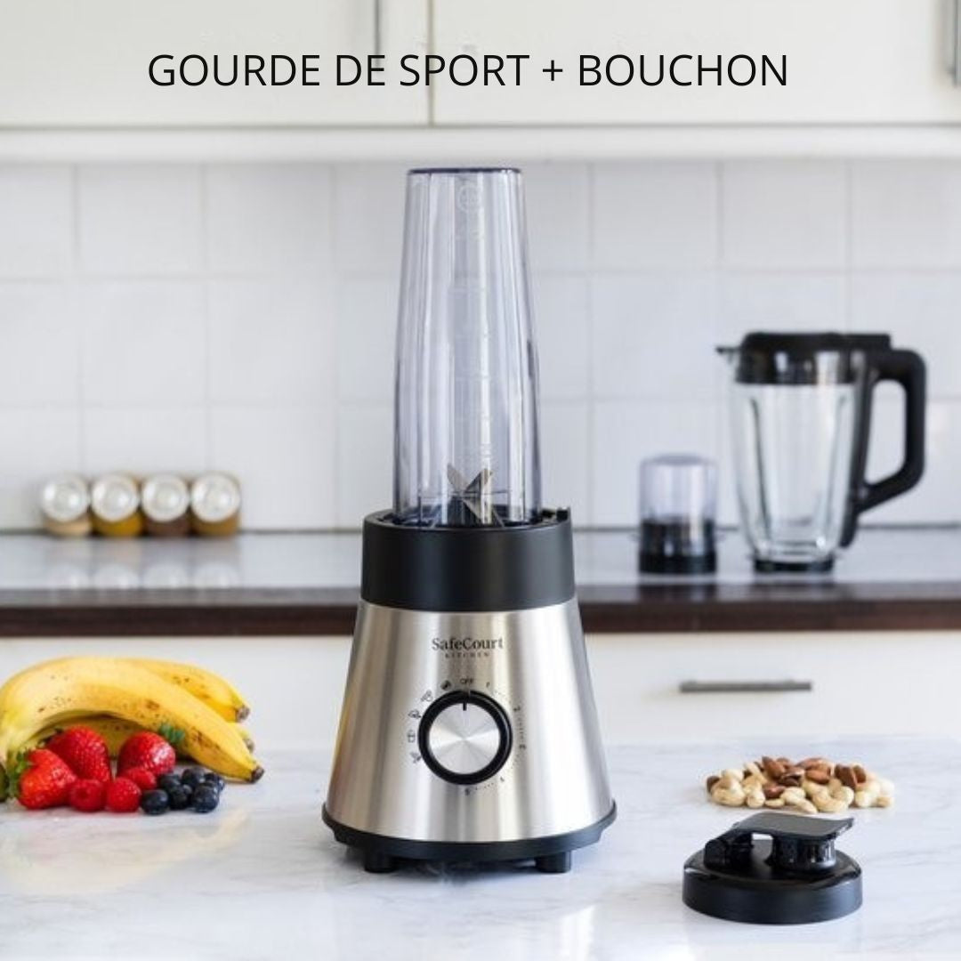 Blender - Safecourt Kitchen - Mixeur Smoothie puissant - 1000W - 1.5L - noir/métal