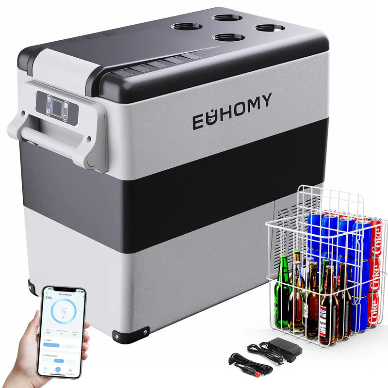 Glacière à compresseur Euhomy 49,4 litres - 12/24 V CC et 240 V CA