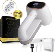 MostEssential Premium Electric Lint Remover LR218 - Tondeuse à charpie - Fonction de charge rapide USB-C - Sans fil - Batterie 2000 mAh - 17 000 RPM - Édition DOUBLE Lame