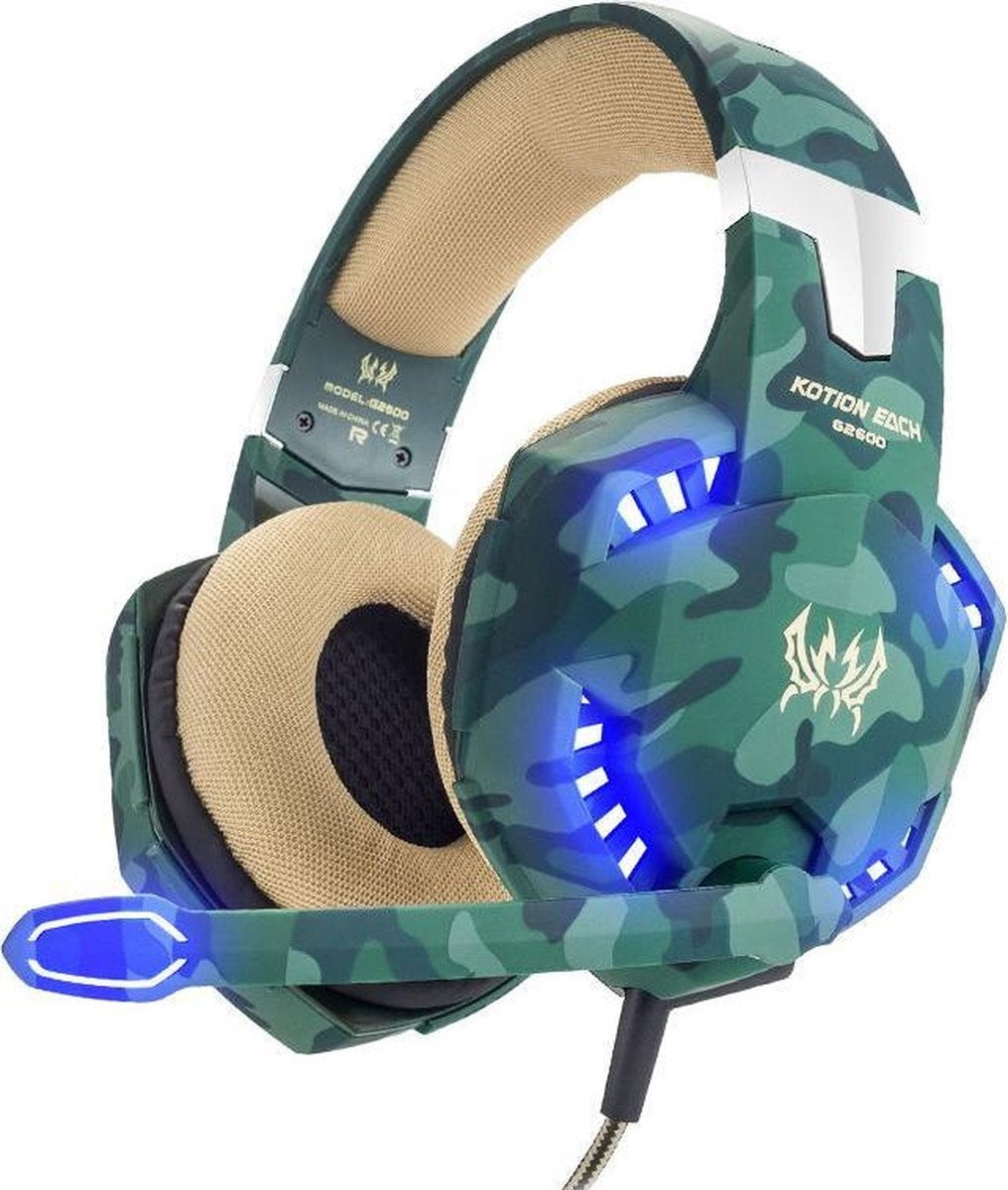 KOTION EACH G2600 - Gaming Headset - PS4 + PC - Camouflage Groen