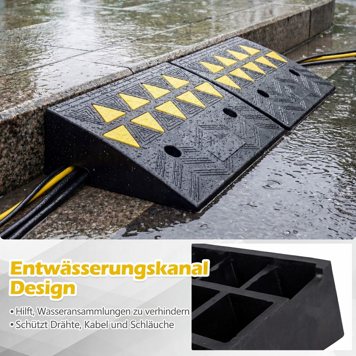Coast Rampe d'accès, lot de 2 - capacité de charge de 15 tonnes - antidérapante - noir/jaune - 48 x 33 x 13 cm