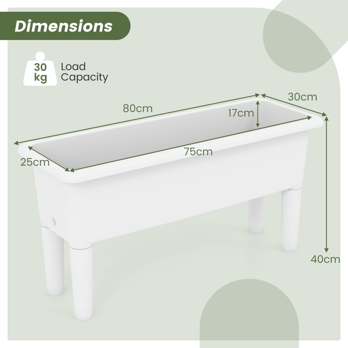 Lot de 2 jardinières surélevées Coast - À arrosage automatique - Pieds amovibles - Café / Blanc