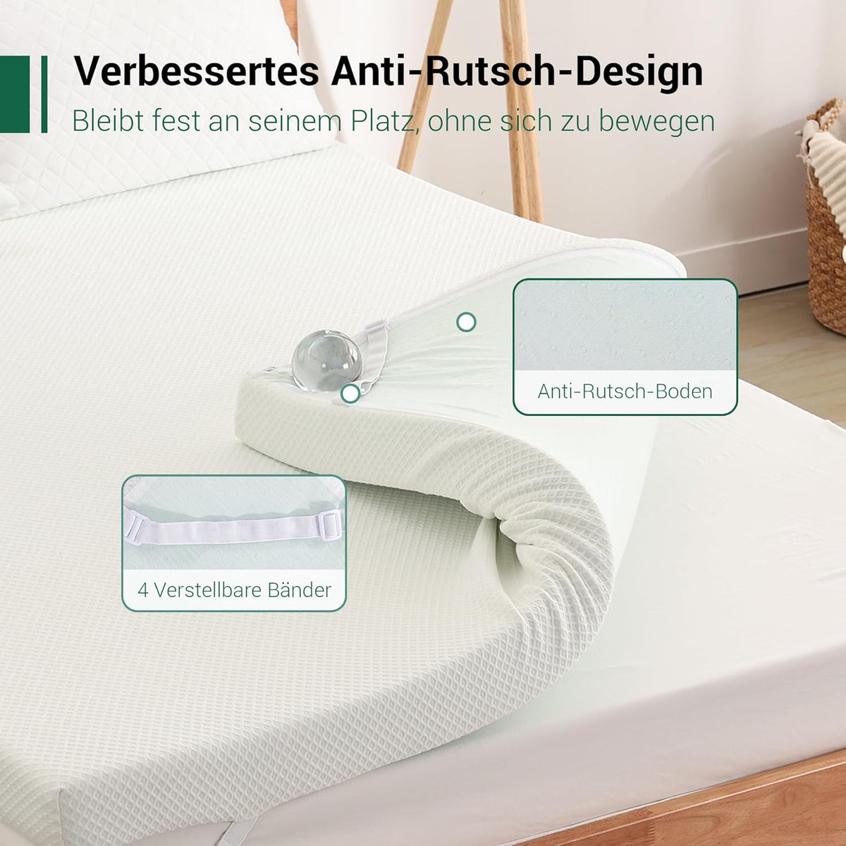 EGO HOME Surmatelas en gel 160 x 200 cm - H2 Soft : surmatelas en gel à mémoire de forme enrichi en extrait de thé vert