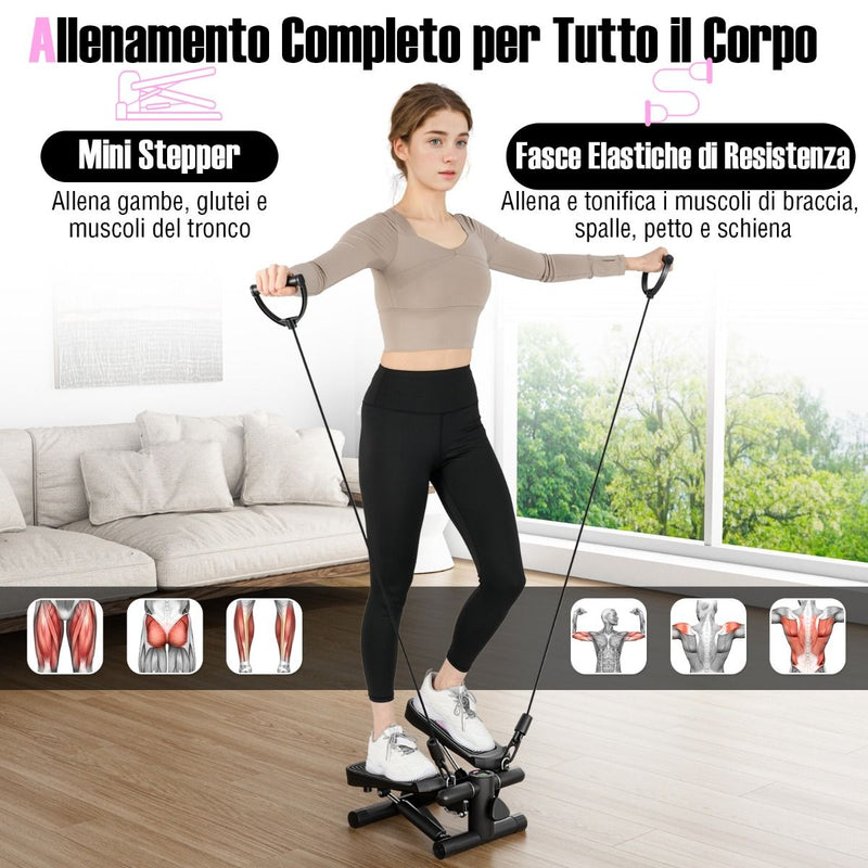 Mini-stepper Coast avec bandes de résistance - intensité réglable - compact et silencieux - noir