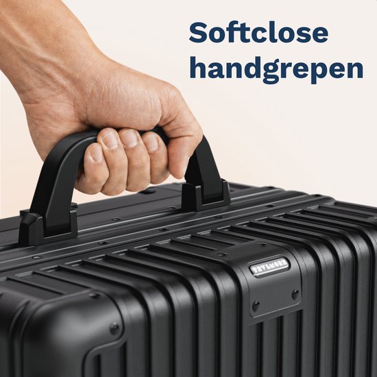 Valise cabine TRVLMORE Premium - 54 x 35 x 22 cm - Roulettes pivotantes à 360° - Double serrure à combinaison TSA - Polycarbonate - Sans fermeture éclair - 40 litres - Noir