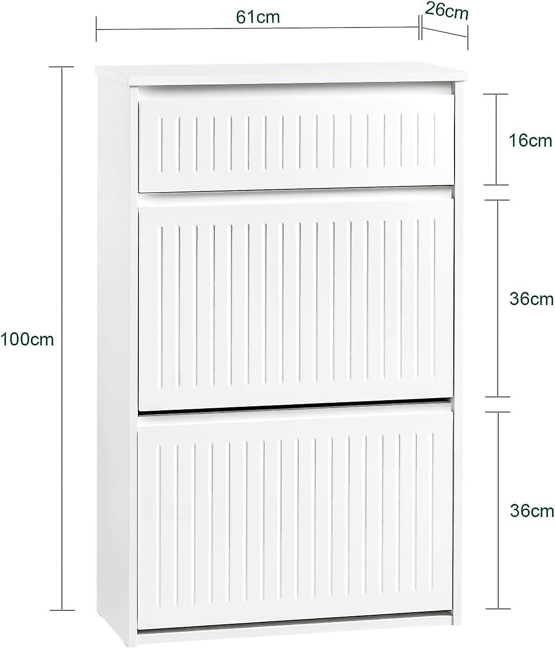 SoBuy Meuble de rangement pour chaussures - FSR165-W - 3 tiroirs - MDF - 61x26x100cm - Blanc100