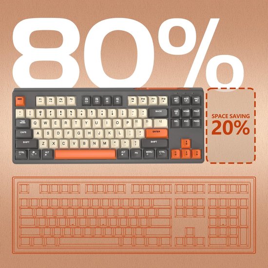 Clavier de jeu sans fil M87 RGB - 87 touches - BT5.0/2.4G - PBT Ball Keycaps - Shimmer