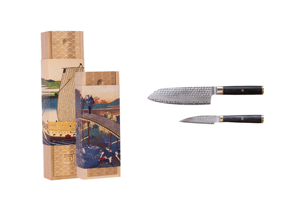 Ensemble de couteaux KOTAI Starter, 2 pièces – Acier San-Mai AUS-10 – Bois de pakka noir