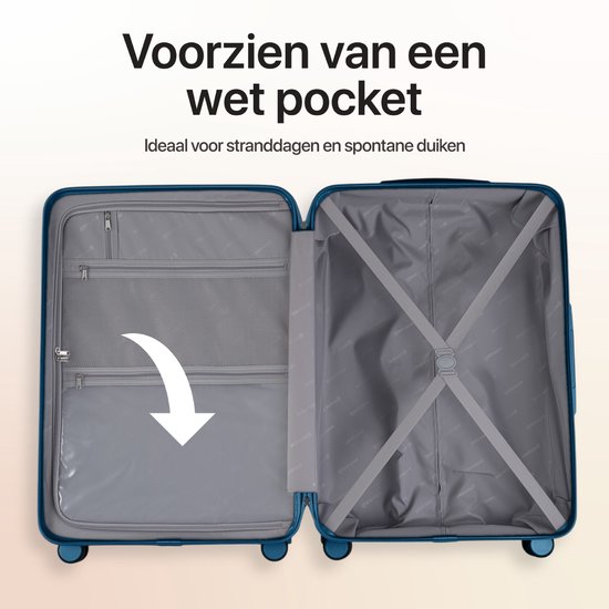 Ensemble de valises SKYCASES - Classic Heritage – 3 pièces – Valises cabine et en soute – 36 L/63 L/100 L – Serrure TSA – Roulettes silencieuses à 360° – Légères – Trolley – Bleu foncé