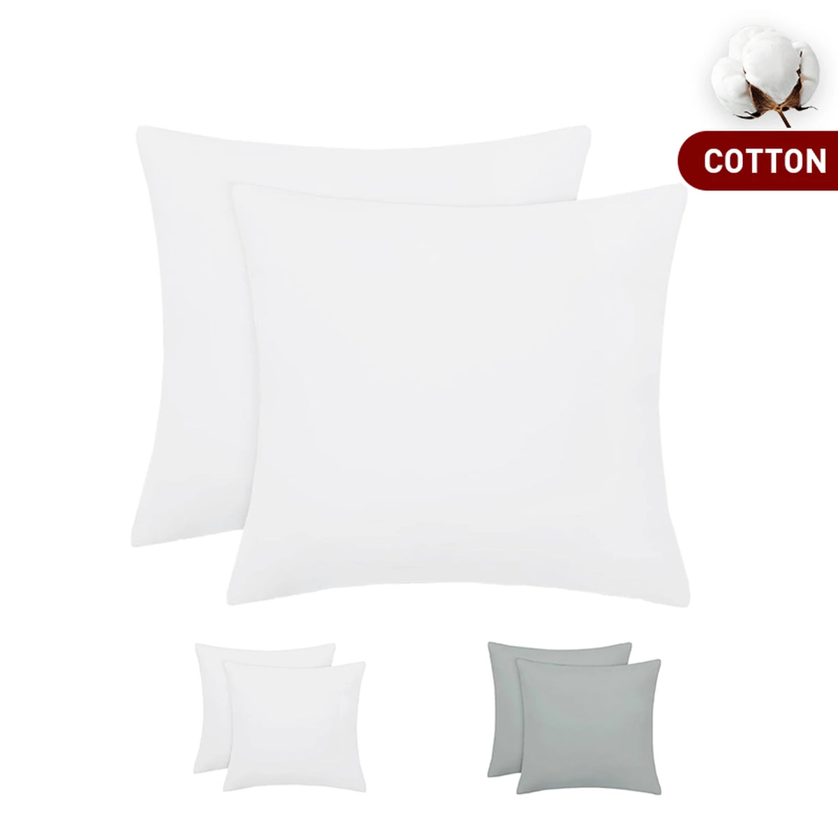 XLLX Basics Taies d'oreiller 65 x 65 cm - Lot de 2 - 100 % coton - Blanc