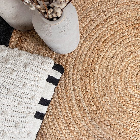 Tapis en jute NATURL. - Fair Rond Naturel/Noir - Ø 120 cm