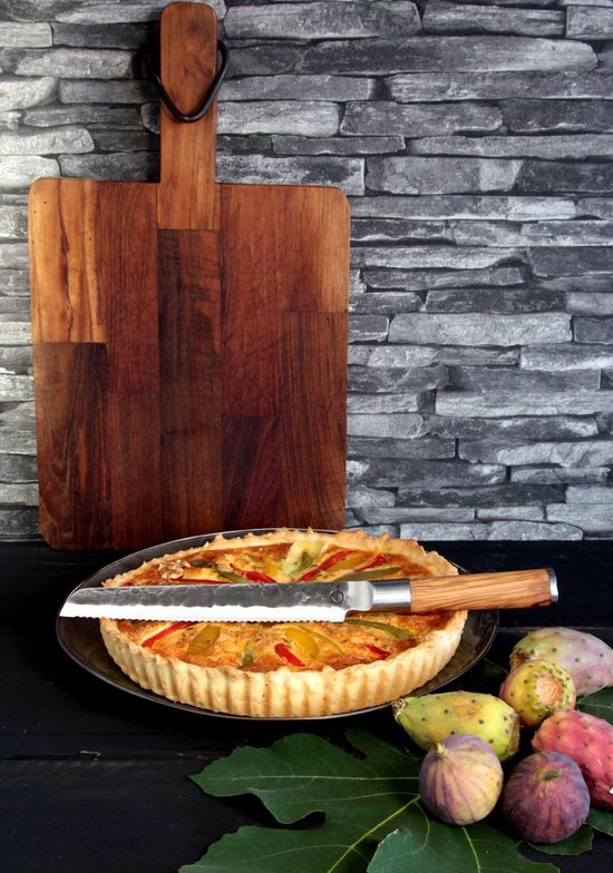 Couteau à pain forgé en bois d'olivier 20cm - En bois d'olivier - Dans une boîte cadeau en bois