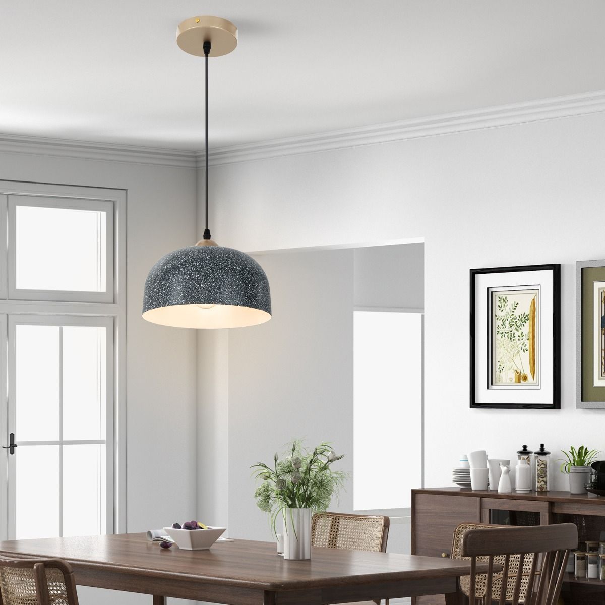 Suspension Coast - câble de suspension réglable - lustre moderne - gris - 25,5 x 118 cm