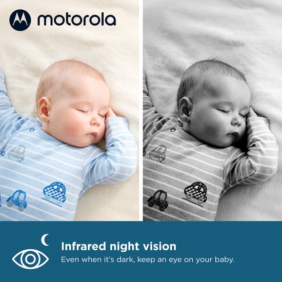Motorola Nursery VM35-2 - Babyphone avec écran divisé de 5 pouces et 2 caméras - Vision nocturne - Microphone intégré