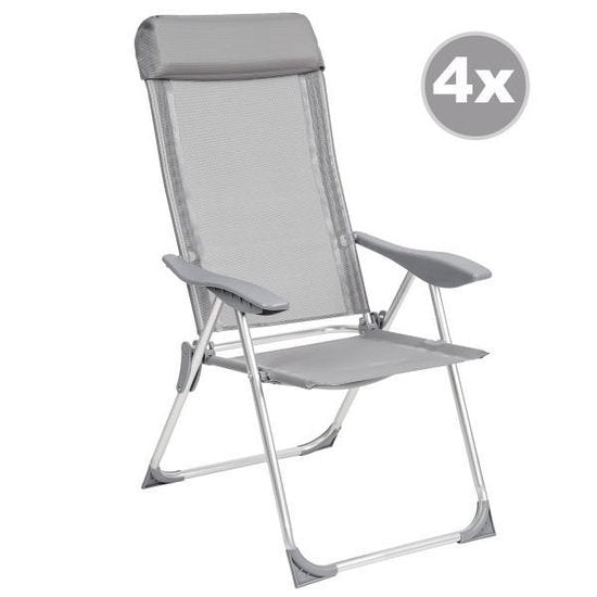 tectake® - chaises de camping - chaise de camping - chaise de jardin - pliante - set de 4 - gris - 402181