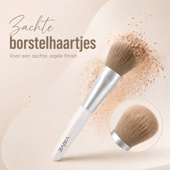 Ensemble de pinceaux de maquillage Vaive, 9 pièces - Pinceaux vegan - Pinceaux pour fond de teint, ombre à paupières, blush, kabuki et poudre bronzante - avec trousse - Blanc