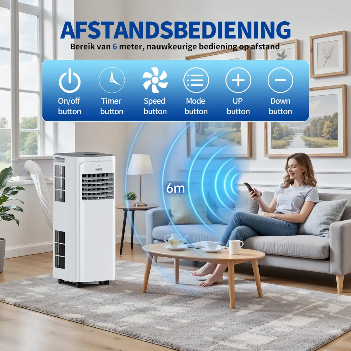 Climatiseur mobile ELECCI 9 000 BTU avec télécommande et minuterie