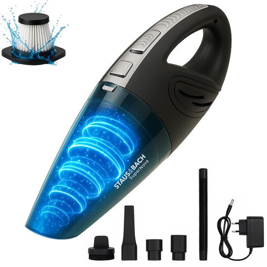 STAUS&BACH Supernova - Aspirateur à main pour poils d'animaux et liquides - Aspirateur à main léger pour la voiture - Noir