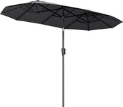 LifeGoods Parasol double - jardin - 160x300cm - jusqu'à 8 personnes - imperméable - UPF50+ - gris foncé