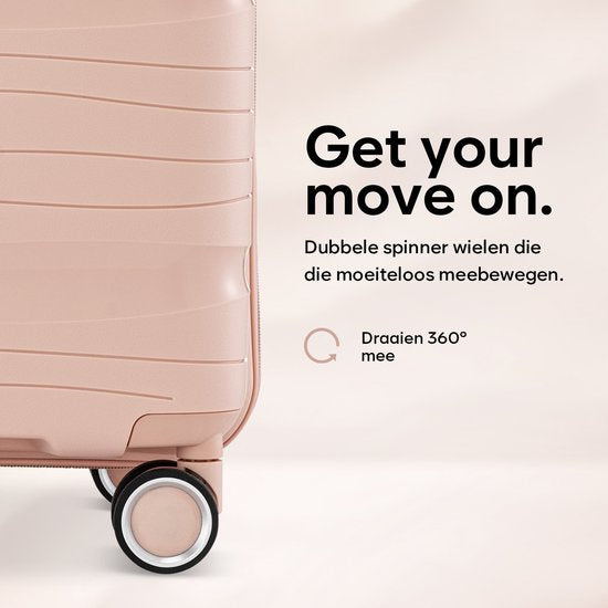 SKYCASES Travelin' Charm - 28-inch Large Travel Suitcase - Number Lock - 41x24x69 cm - 98L - Lightweight, Waterproof & Durable - Light Pink V2