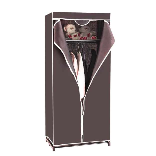 Armoire en tissu Armoire pliante en textile Armoire de camping Armoire en tissu Armoire pliante avec tringle à vêtements 172 x 74 x 50cm (Marron)