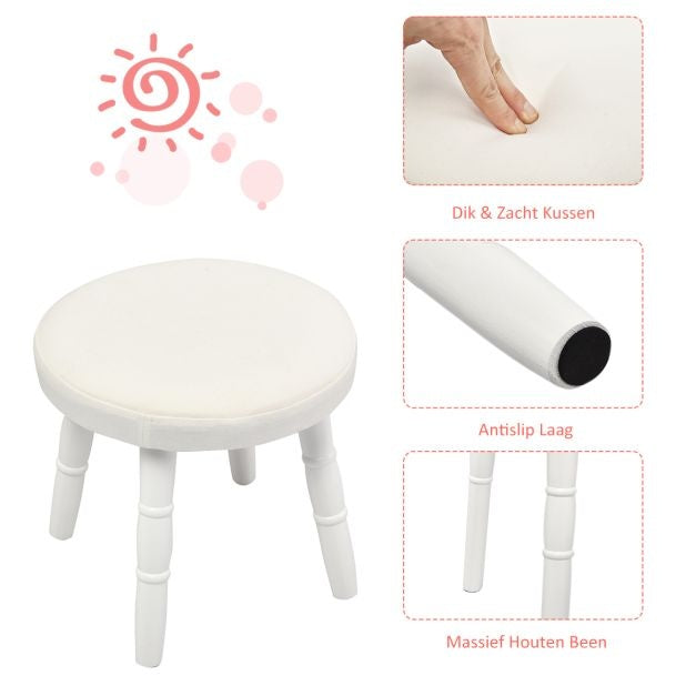 Coast Table de maquillage pour enfants - Avec tiroir - Tabouret inclus - Blanc