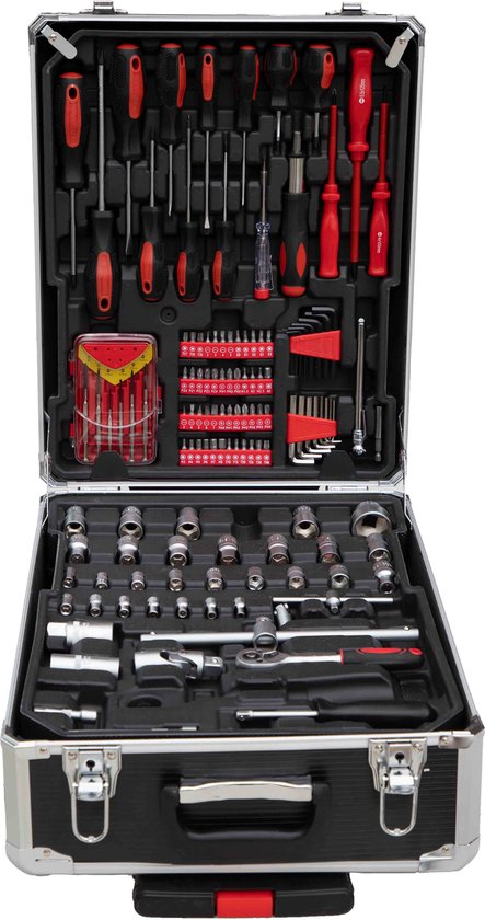 ALDORR Tools - 152 - Jeu d'outils en coffret - Boîte à outils - Coffret d'outils complet - Trousse à outils - Jeu de tournevis - Aluminium - Outils à main - Outils de base - Avec clé dynamométrique à cliquet - Cadeau pour homme - Cadeau de pendaison de cr