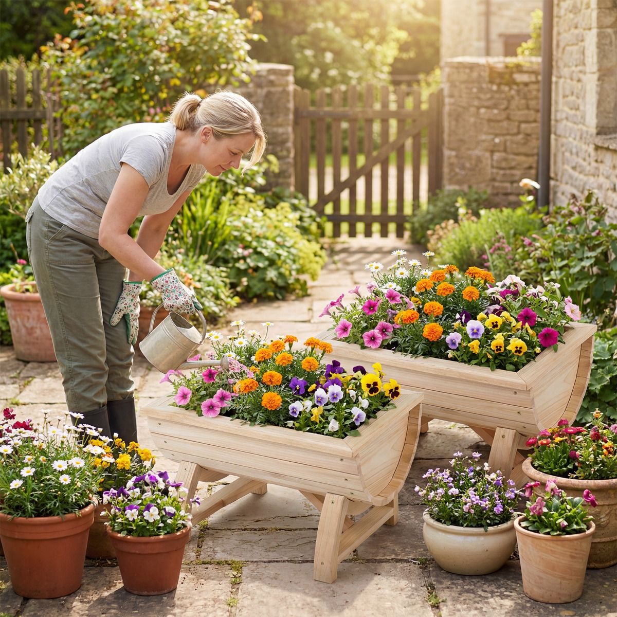 Lot de 2 jardinières surélevées Coast - Bois de pin - Avec trou de drainage - Naturel