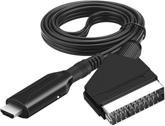 Adaptateur SCART vers HDMI - Adaptateur audio-vidéo tout-en-un SCART vers HDMI 1080p/720p - Livré avec un câble HDMI, un câble d'entrée SCART et un port de sortie HDMI - Compatible avec les téléviseurs HD, les décodeurs, les magnétoscopes VHS, la Xbox, la