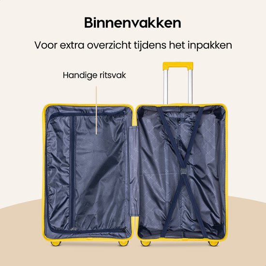 SKYCASES Urban Adventurer - Grande valise de voyage - Verrouillage par numéro - 49x30x75cm - 110L - Valise de voyage avec verrouillage de valise - Roues pivotantes - Jaune