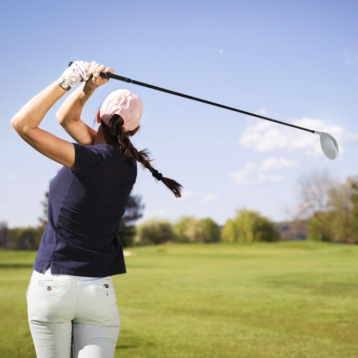 Driver de golf Coast pour femmes - Tête de club en aluminium de 460 cc - Manche en graphite - Noir et argent
