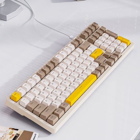 Fuegobird K3MAX Mechanical Gaming Keyboard - 100keys - Gasket Mod - Red Switch - QWERTY - Mechanical RGB Backlight Keyboard - Cheese