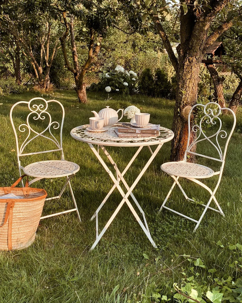 Lot de 2 chaises de jardin pliantes - Métal - Beige clair - 44 x 48 x 92 cm