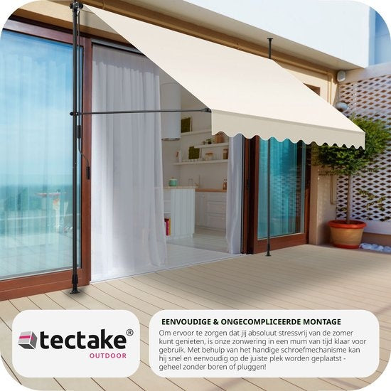 tectake - store à pinces - parasol - réglable - store à pinces - parasol balcon - 250 x 180 cm - beige - store - 404960