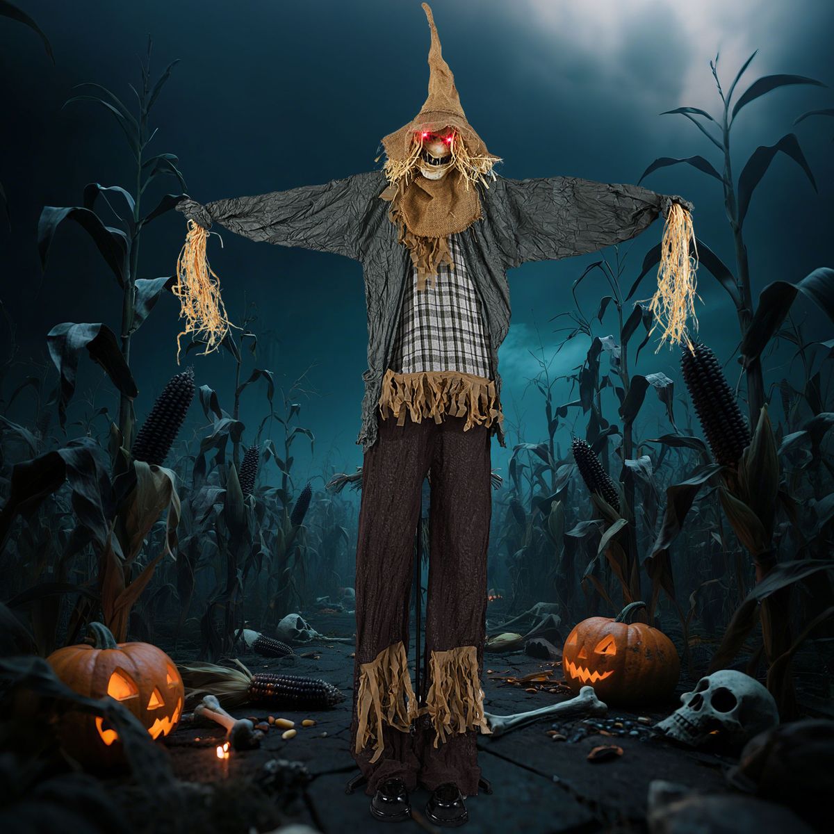 Épouvantail Coast Halloween - animé - à détection de bruit - yeux lumineux - 213 cm